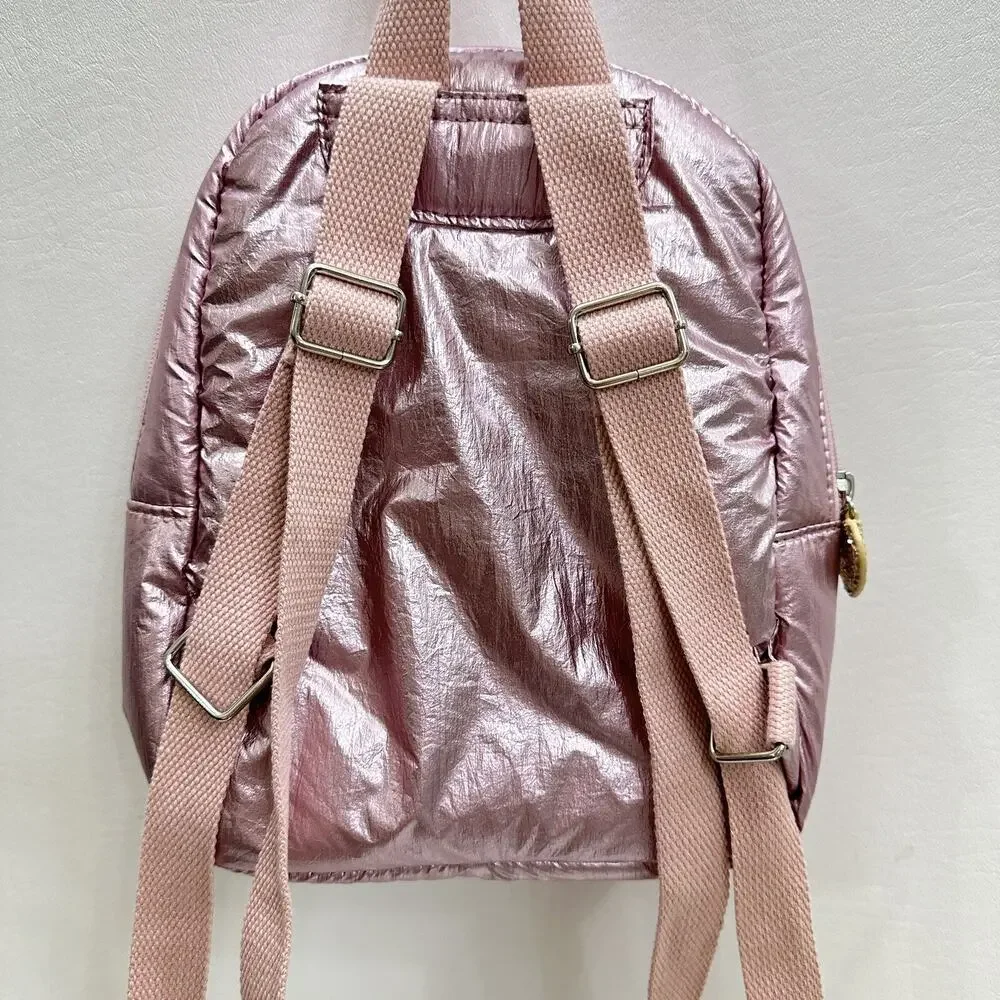 More Than Magic Backpack Kids Pale Pink Iridescent Metallic Heart Pocket Straps